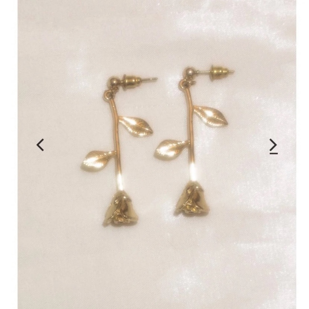 golden rose dangle earrings